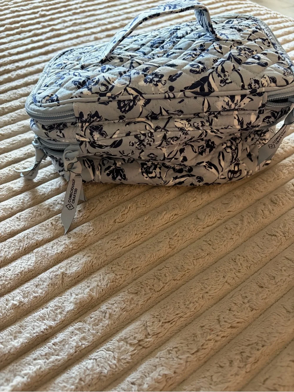 Vera Bradley Perennials Gray Cosmetic Travel Bag